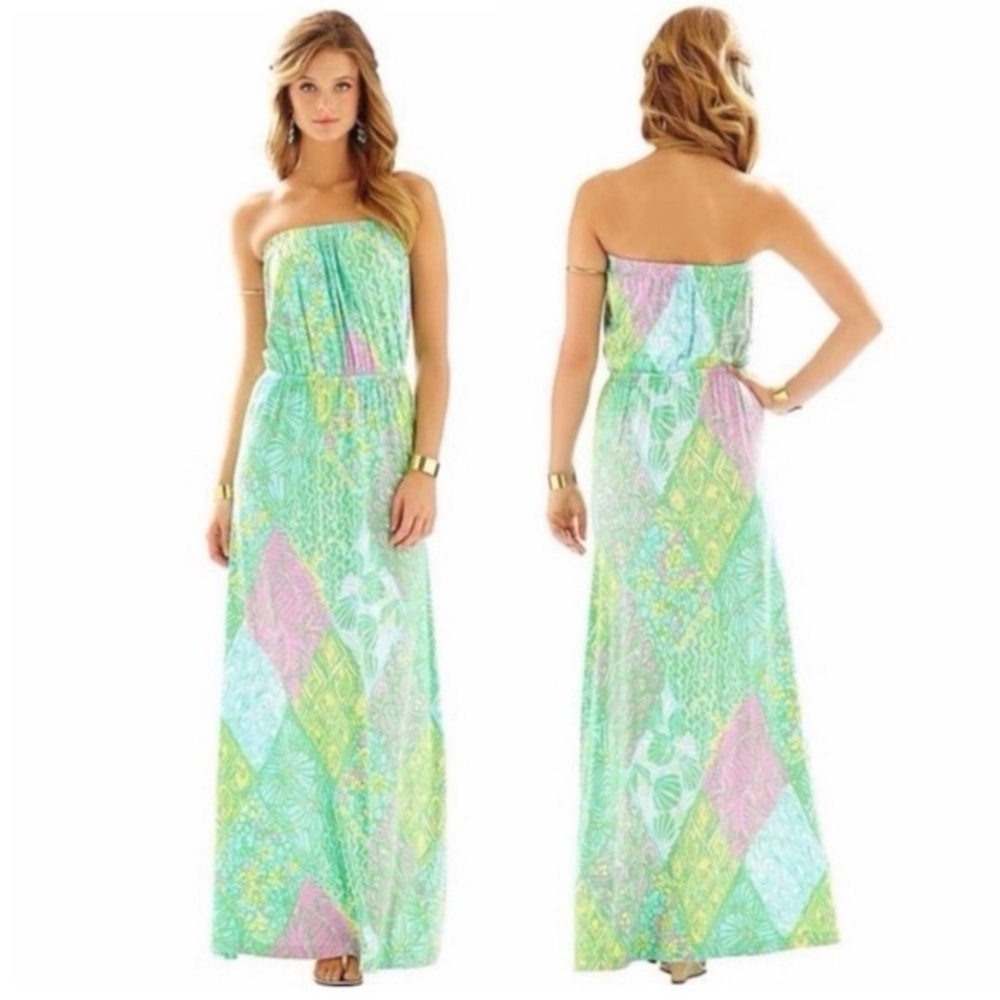 Lilly Pulitzer Strapless Pastel Maxi Dress